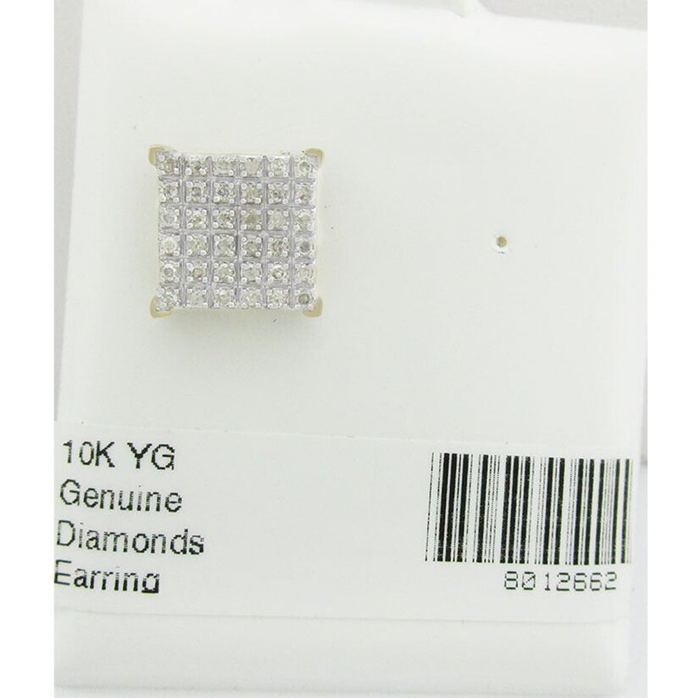 Genuine 0.36 Cts Diamonds Single Stud Earrings 10K Gold